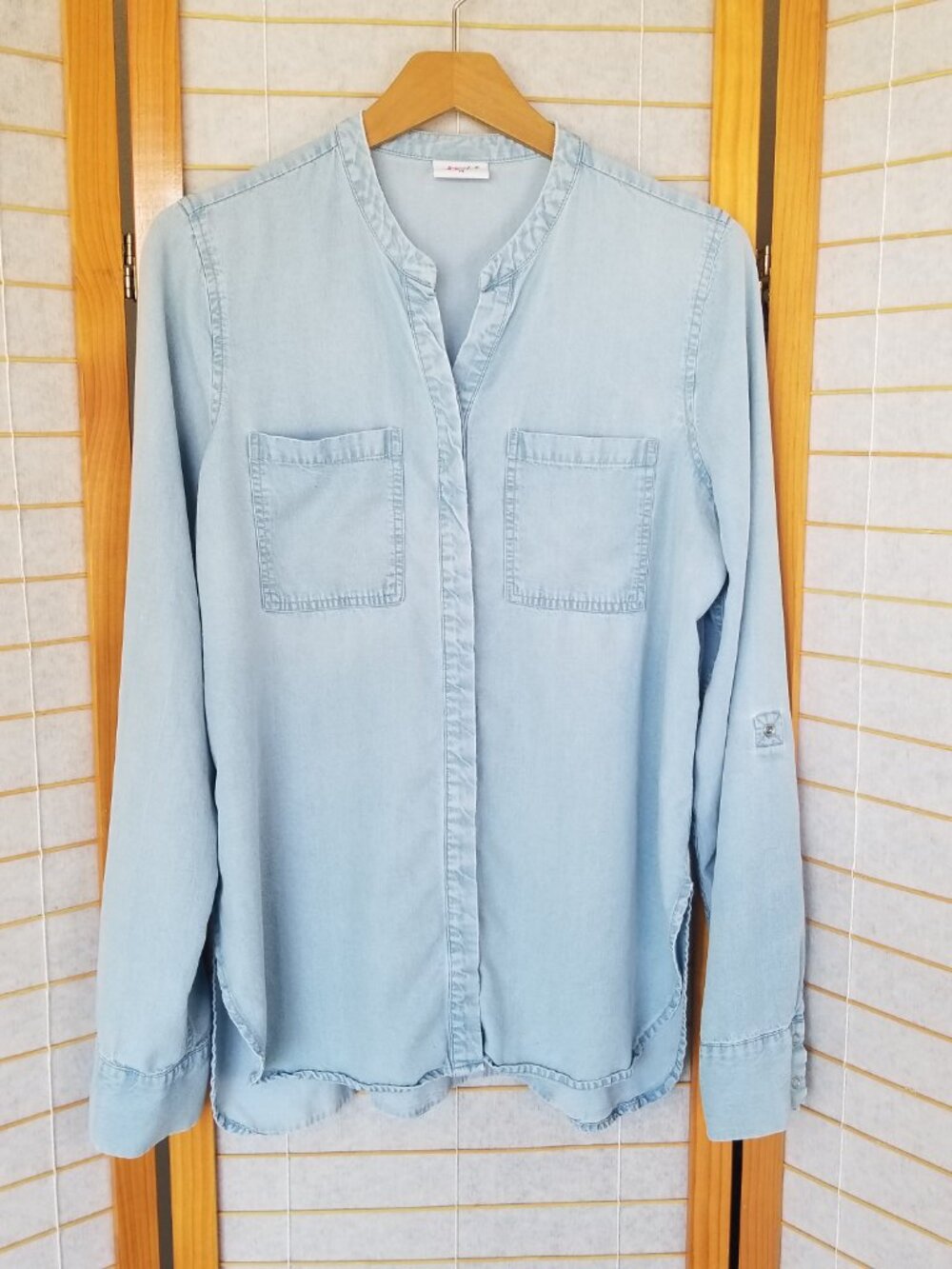 Jofit Perfect Chambray Shirt Snap Closure Faded Blue Light Weight Medium